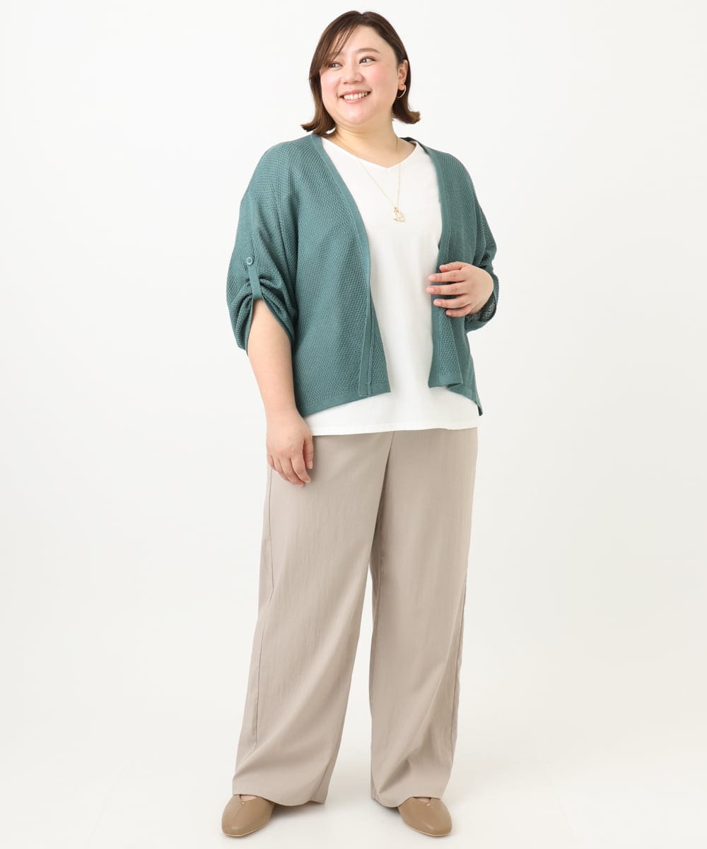 OLLFA06099 eur3(エウルキューブ) 【大きいサイズ】イージーワイドパンツ グレージュ(89)