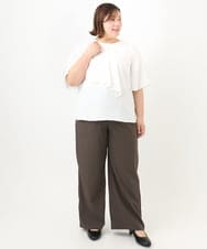OLLFA06099 eur3(エウルキューブ) 【大きいサイズ】イージーワイドパンツ ダークグレー(93)