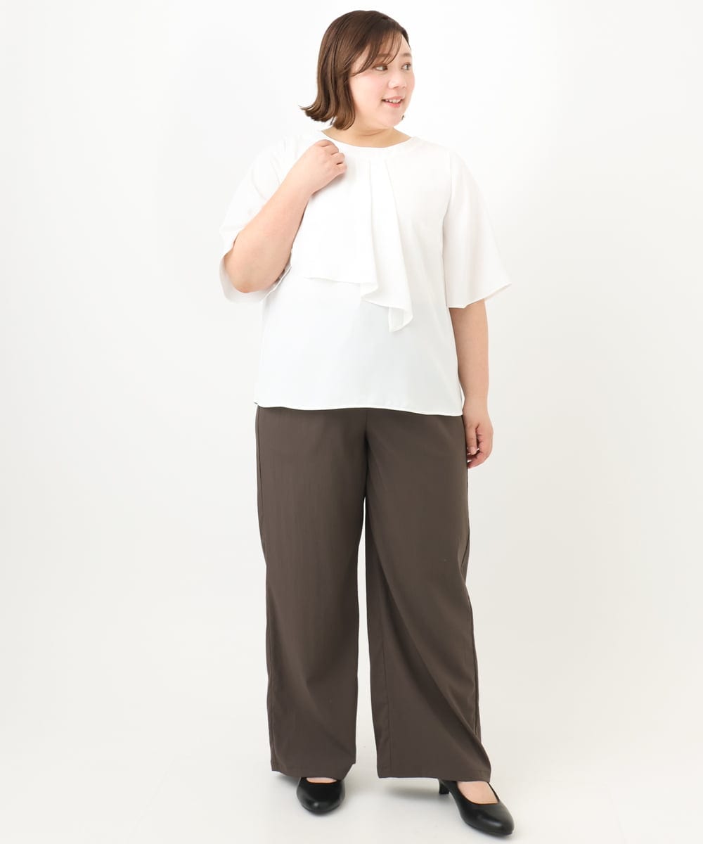 OLLFA06099 eur3(エウルキューブ) 【大きいサイズ】イージーワイドパンツ ダークグレー(93)