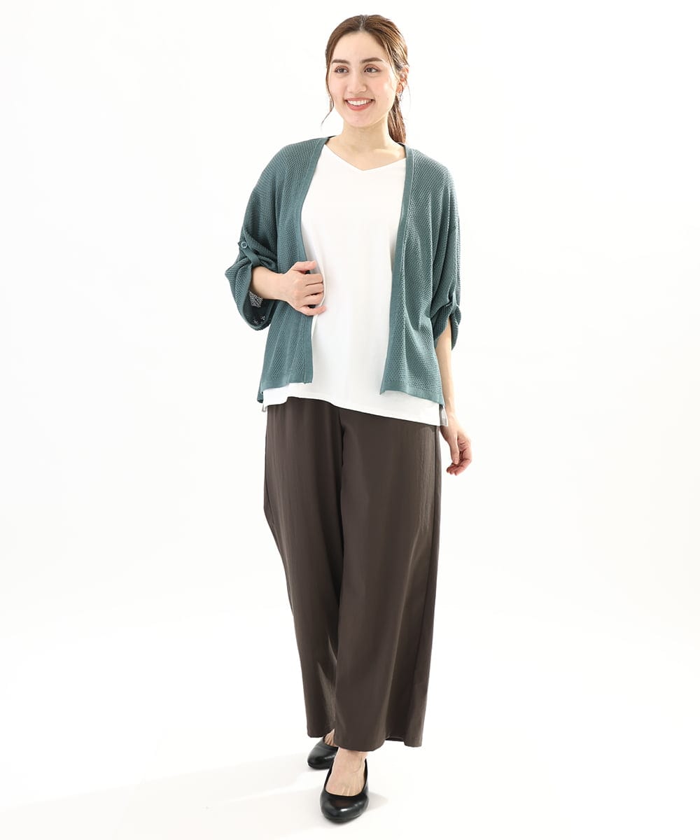OLLFA06099 eur3(エウルキューブ) 【大きいサイズ】イージーワイドパンツ ダークグレー(93)