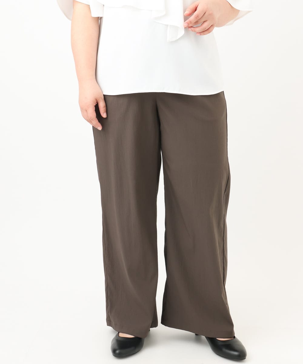 OLLFA06099 eur3(エウルキューブ) 【大きいサイズ】イージーワイドパンツ ダークグレー(93)