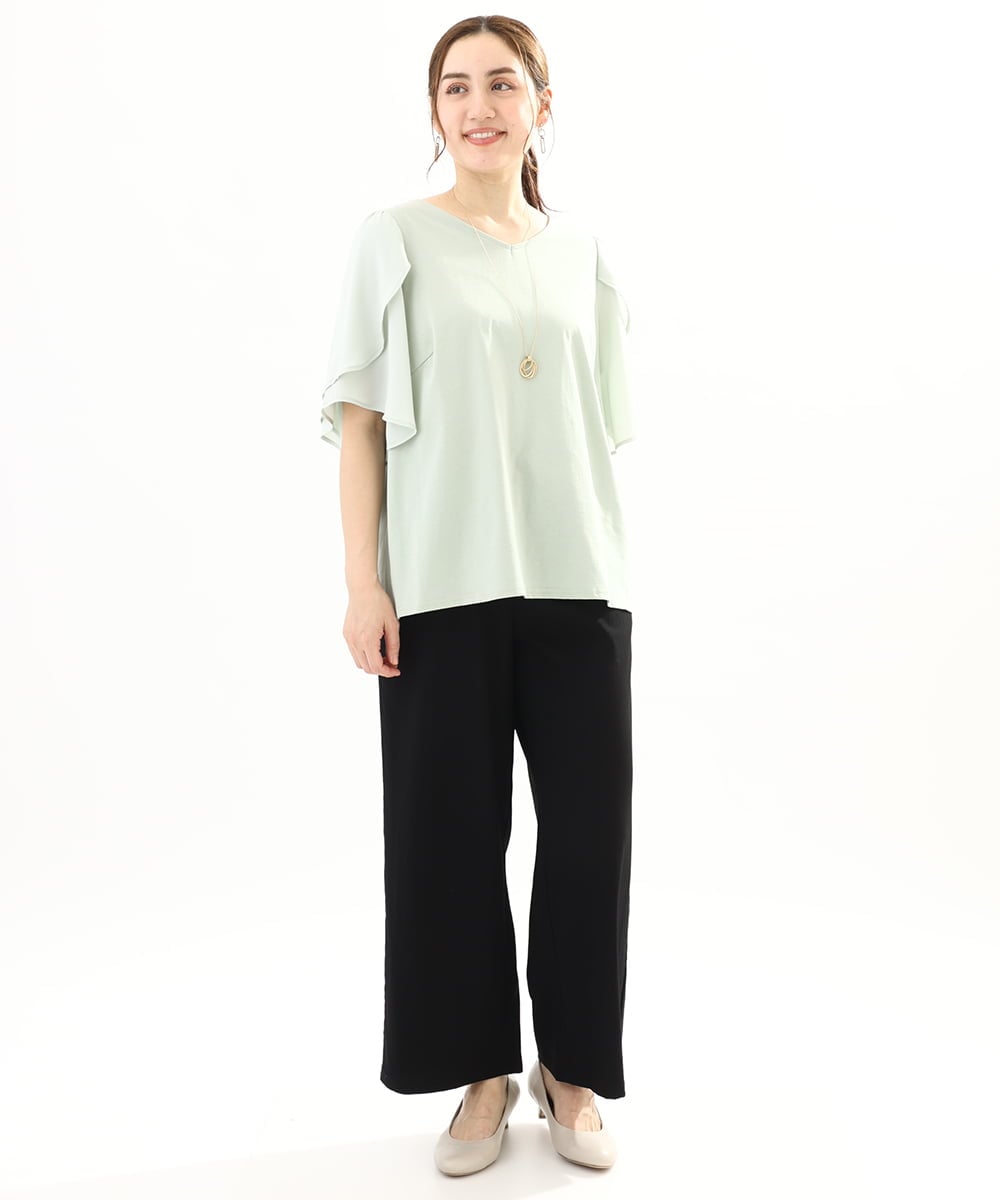OLLFA06099 eur3(エウルキューブ) 【大きいサイズ】イージーワイドパンツ ブラック(94)