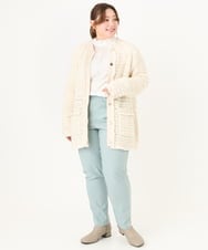 OLLFA10089 eur3(エウルキューブ) 【シリーズ累計販売2万枚！/大きいサイズ】さらさらストレッチテーパードパンツ ライトブルー(50)