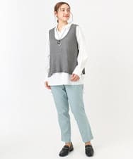 OLLFA10089 eur3(エウルキューブ) 【シリーズ累計販売2万枚！/大きいサイズ】さらさらストレッチテーパードパンツ ライトブルー(50)