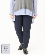 OLLFA10089 eur3(エウルキューブ) 【シリーズ累計販売2万枚！/大きいサイズ】さらさらストレッチテーパードパンツ ネイビー(57)