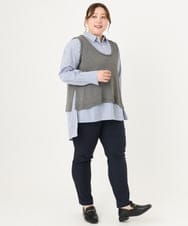 OLLFA10089 eur3(エウルキューブ) 【シリーズ累計販売2万枚！/大きいサイズ】さらさらストレッチテーパードパンツ ネイビー(57)