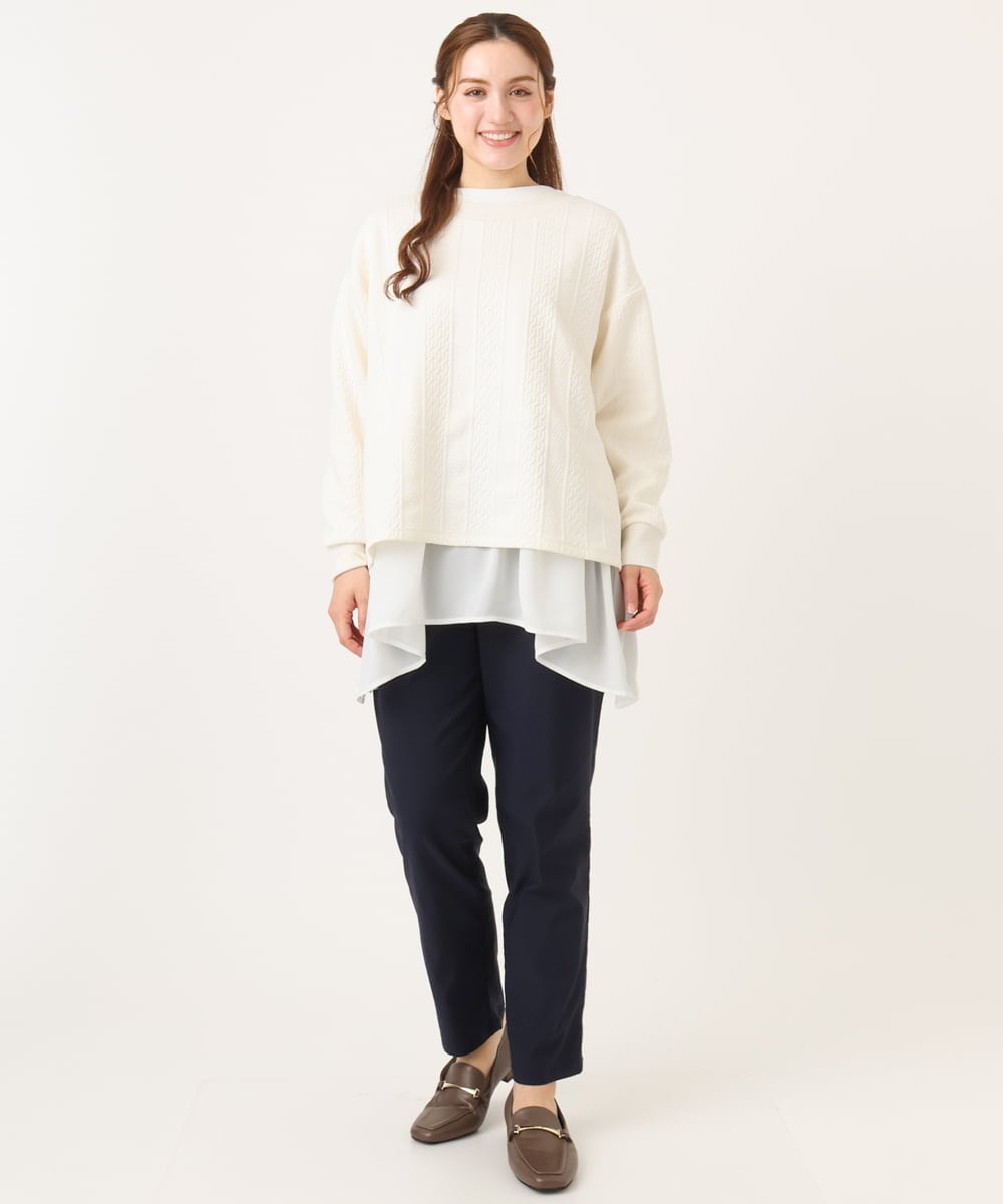 OLLFA10089 eur3(エウルキューブ) 【シリーズ累計販売2万枚！/大きいサイズ】さらさらストレッチテーパードパンツ ネイビー(57)