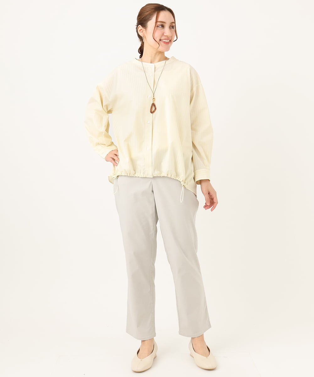 OLLFA10089 eur3(エウルキューブ) 【シリーズ累計販売2万枚！/大きいサイズ】さらさらストレッチテーパードパンツ グレージュ(89)