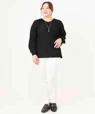 OLLFA10089 eur3(エウルキューブ) 【シリーズ累計販売2万枚！/大きいサイズ】さらさらストレッチテーパードパンツ ホワイト(90)