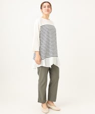 OLLFA11089 eur3(エウルキューブ) 【大きいサイズ】さらさらストレッチストレートパンツ カーキ(36)