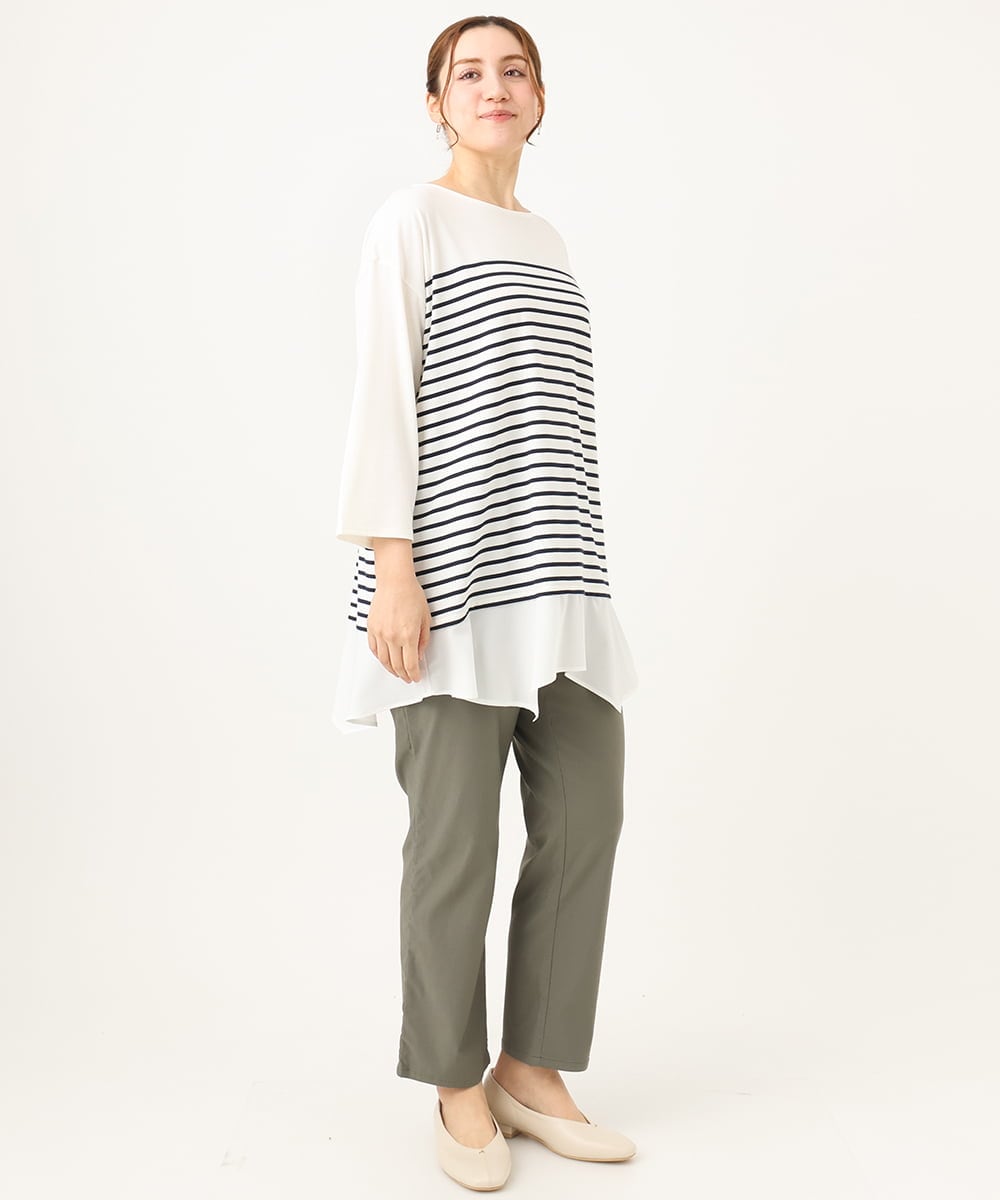 OLLFA11089 eur3(エウルキューブ) 【大きいサイズ】さらさらストレッチストレートパンツ カーキ(36)