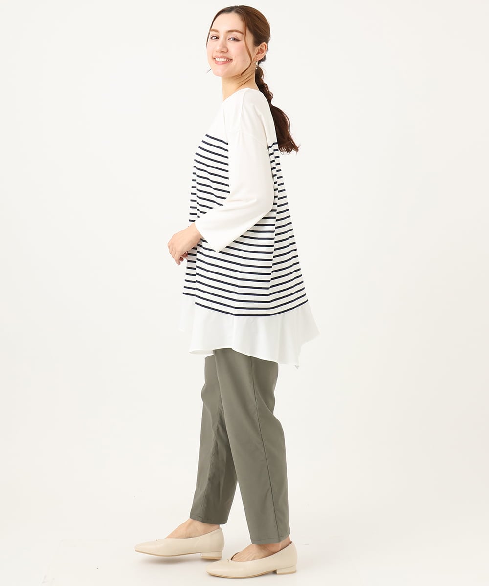 OLLFA11089 eur3(エウルキューブ) 【大きいサイズ】さらさらストレッチストレートパンツ カーキ(36)