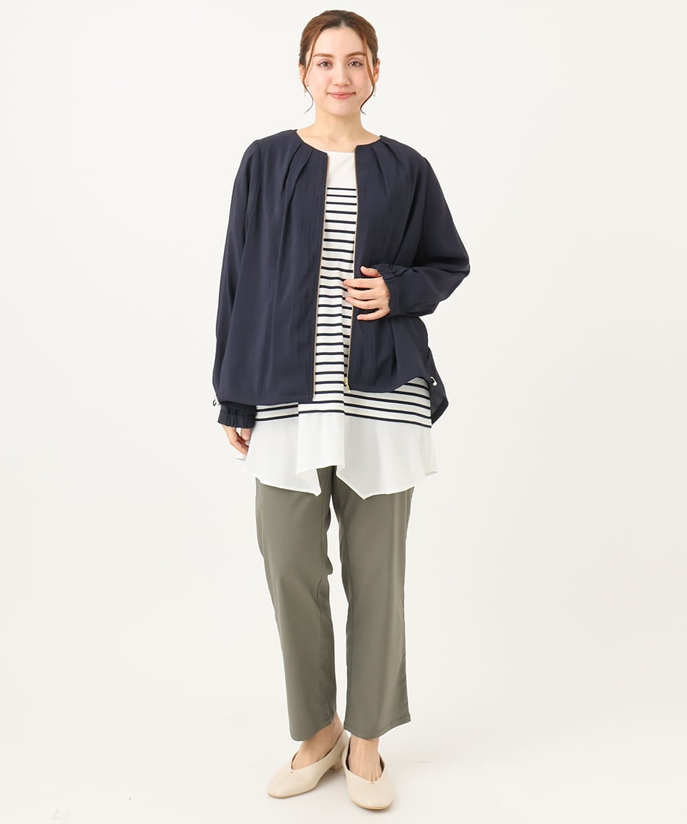 OLLFA11089 eur3(エウルキューブ) 【大きいサイズ】さらさらストレッチストレートパンツ カーキ(36)