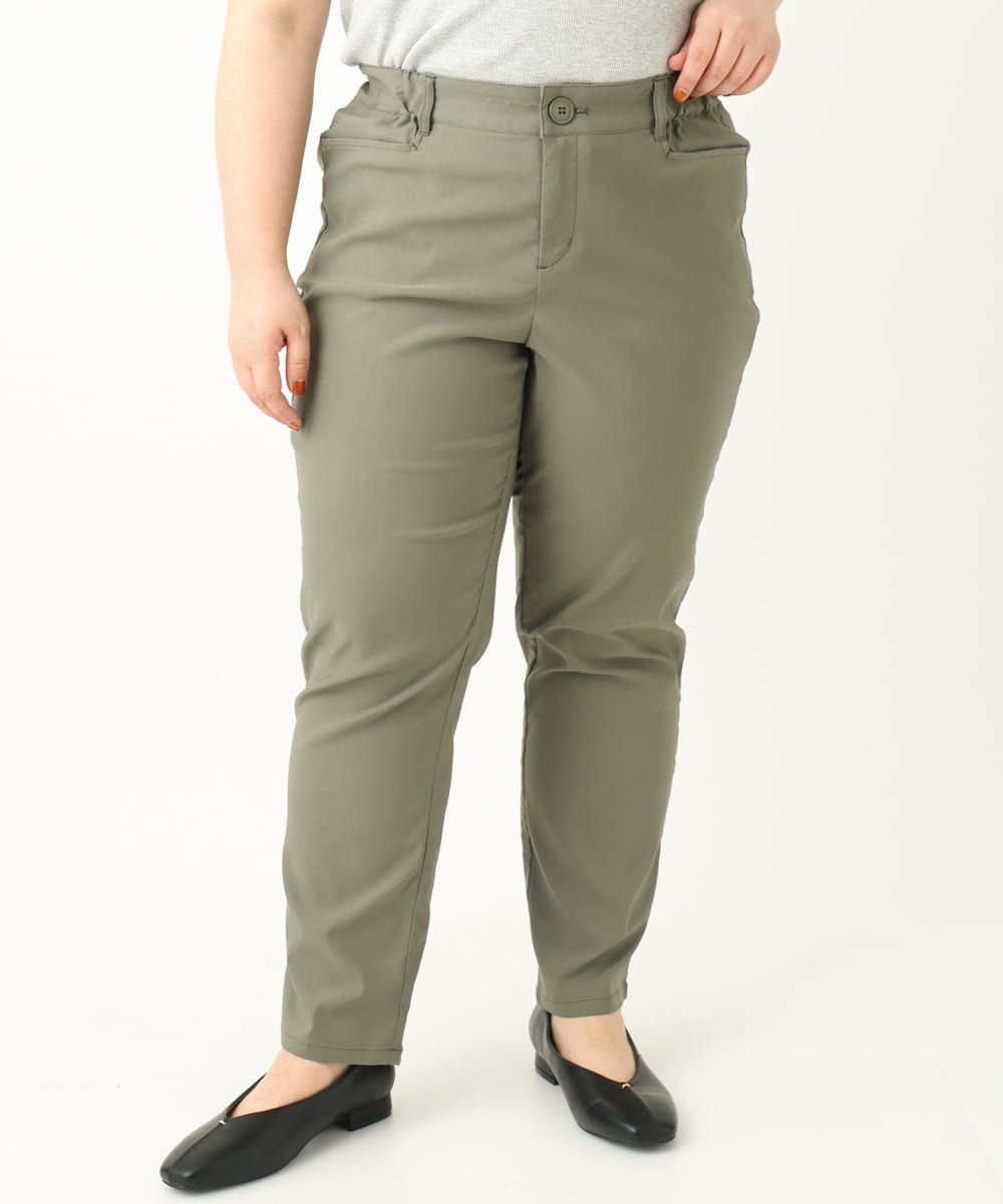 OLLFA11089 eur3(エウルキューブ) 【大きいサイズ】さらさらストレッチストレートパンツ カーキ(36)