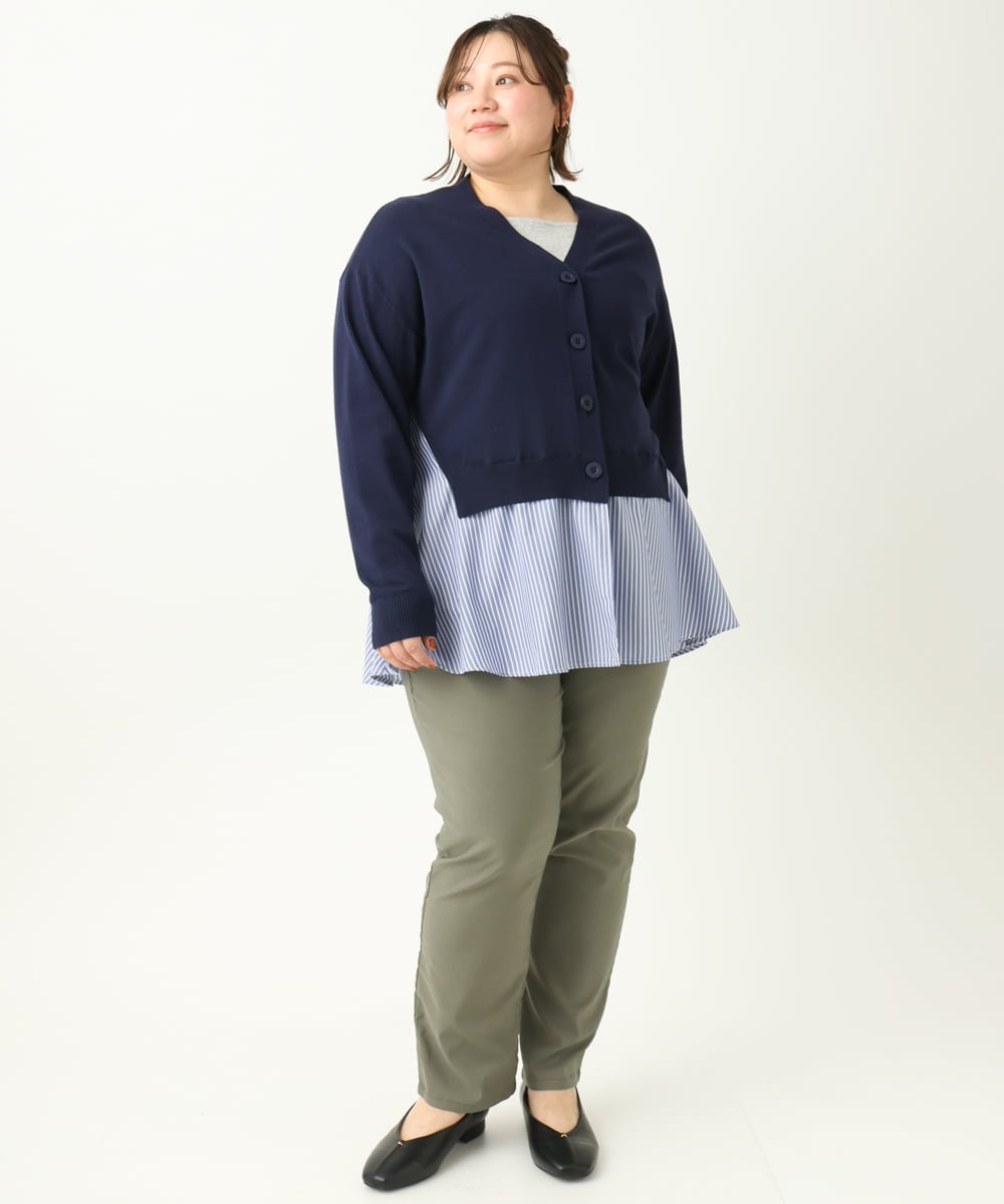 OLLFA11089 eur3(エウルキューブ) 【大きいサイズ】さらさらストレッチストレートパンツ カーキ(36)