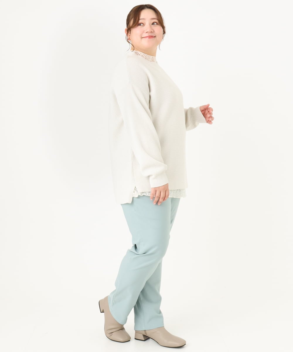 OLLFA11089 eur3(エウルキューブ) 【大きいサイズ】さらさらストレッチストレートパンツ ライトブルー(50)