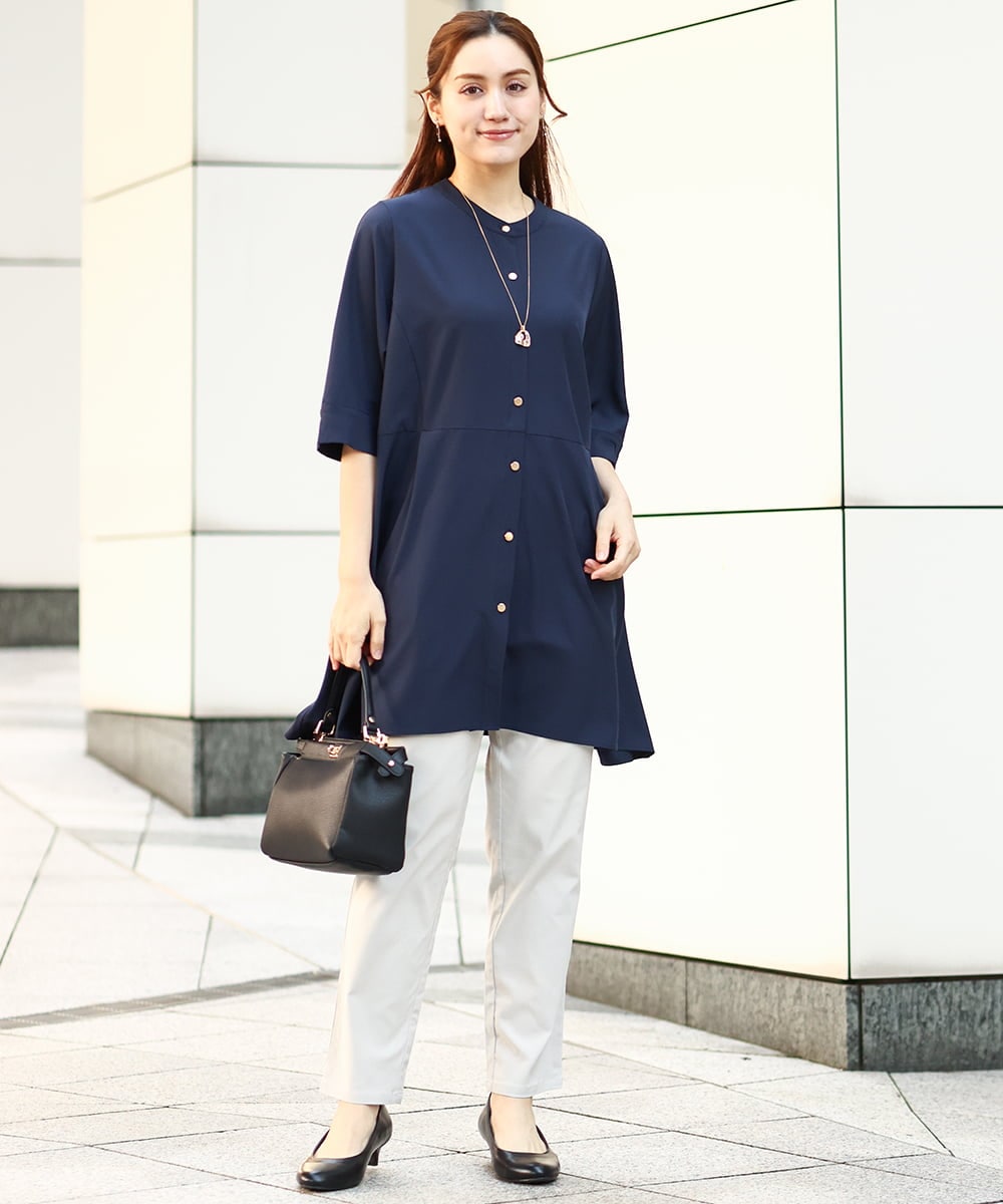 OLLFA11089 eur3(エウルキューブ) 【大きいサイズ】さらさらストレッチストレートパンツ グレージュ(89)