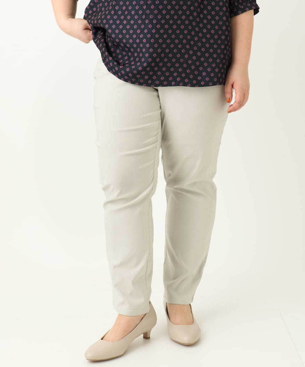 OLLFA11089 eur3(エウルキューブ) 【大きいサイズ】さらさらストレッチストレートパンツ グレージュ(89)