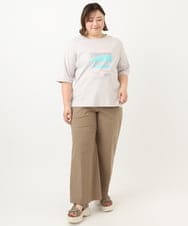 OLLFA28119 eur3(エウルキューブ) 【大きいサイズ】センタープレスワイドパンツ モカ(84)