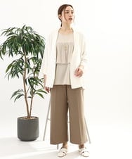 OLLFA28119 eur3(エウルキューブ) 【大きいサイズ】センタープレスワイドパンツ モカ(84)