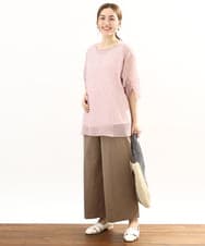 OLLFA28119 eur3(エウルキューブ) 【大きいサイズ】センタープレスワイドパンツ モカ(84)