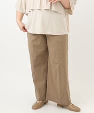 OLLFA28119 eur3(エウルキューブ) 【大きいサイズ】センタープレスワイドパンツ モカ(84)