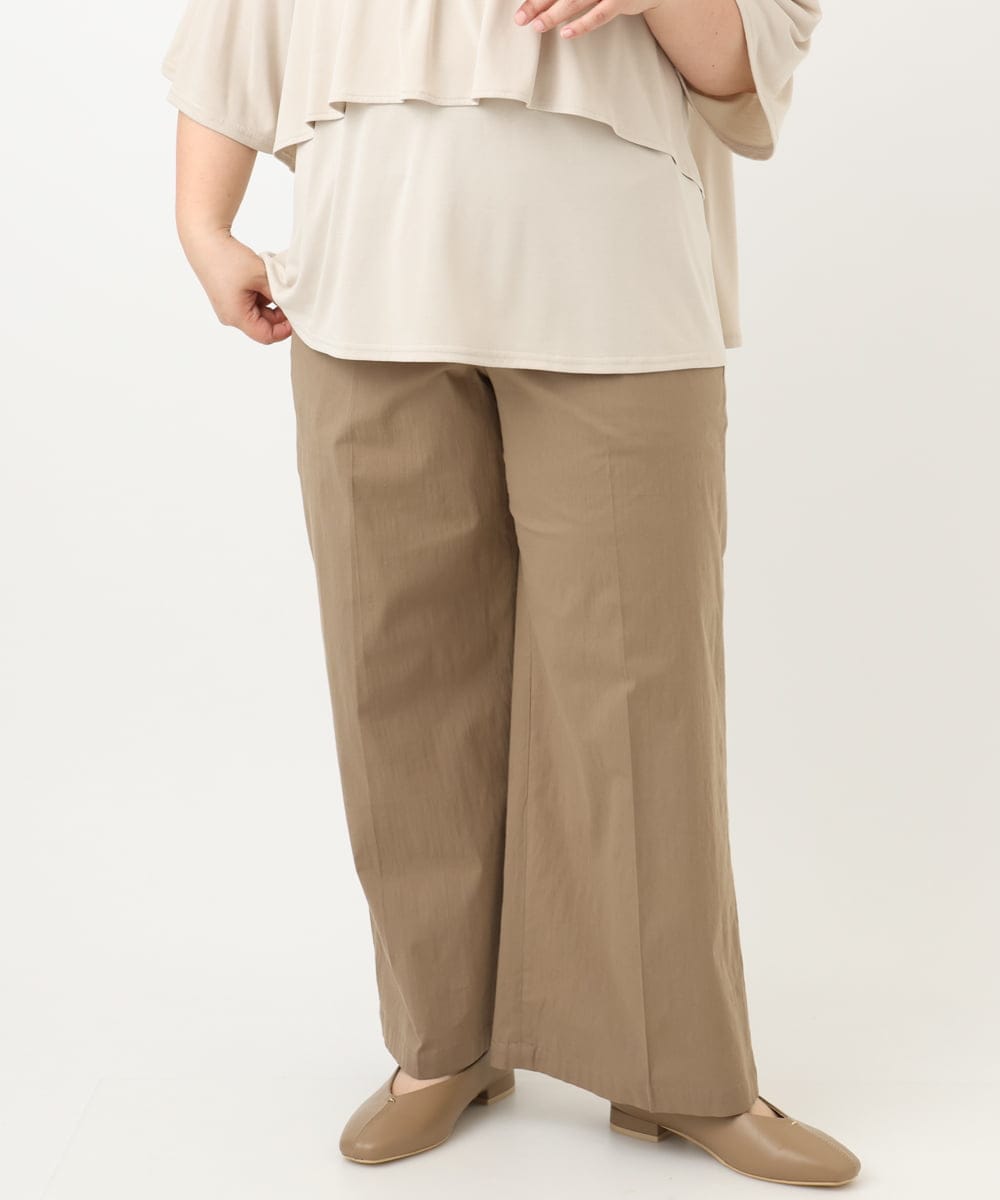 OLLFA28119 eur3(エウルキューブ) 【大きいサイズ】センタープレスワイドパンツ モカ(84)