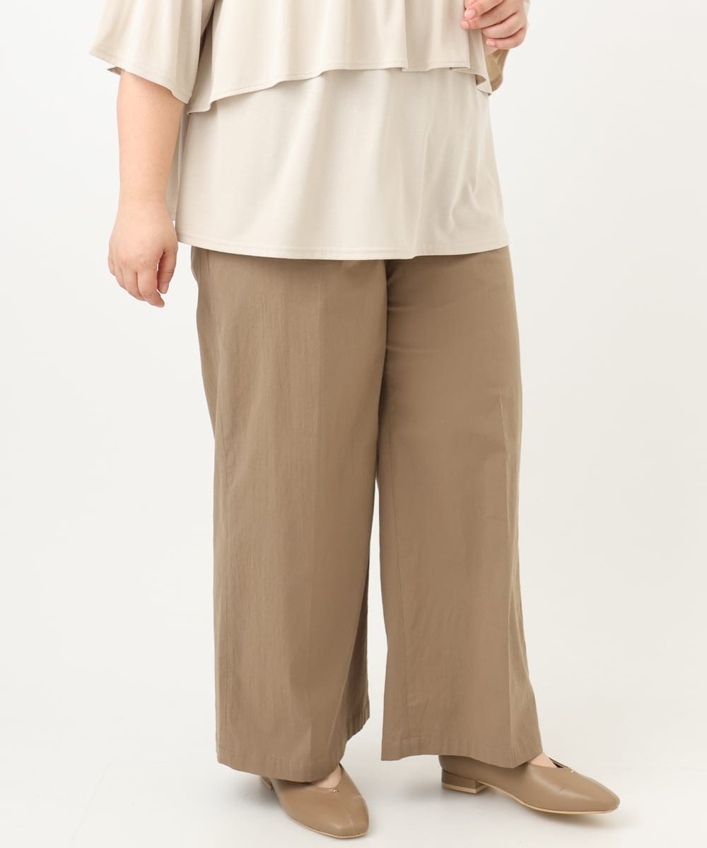 OLLFA28119 eur3(エウルキューブ) 【大きいサイズ】センタープレスワイドパンツ モカ(84)