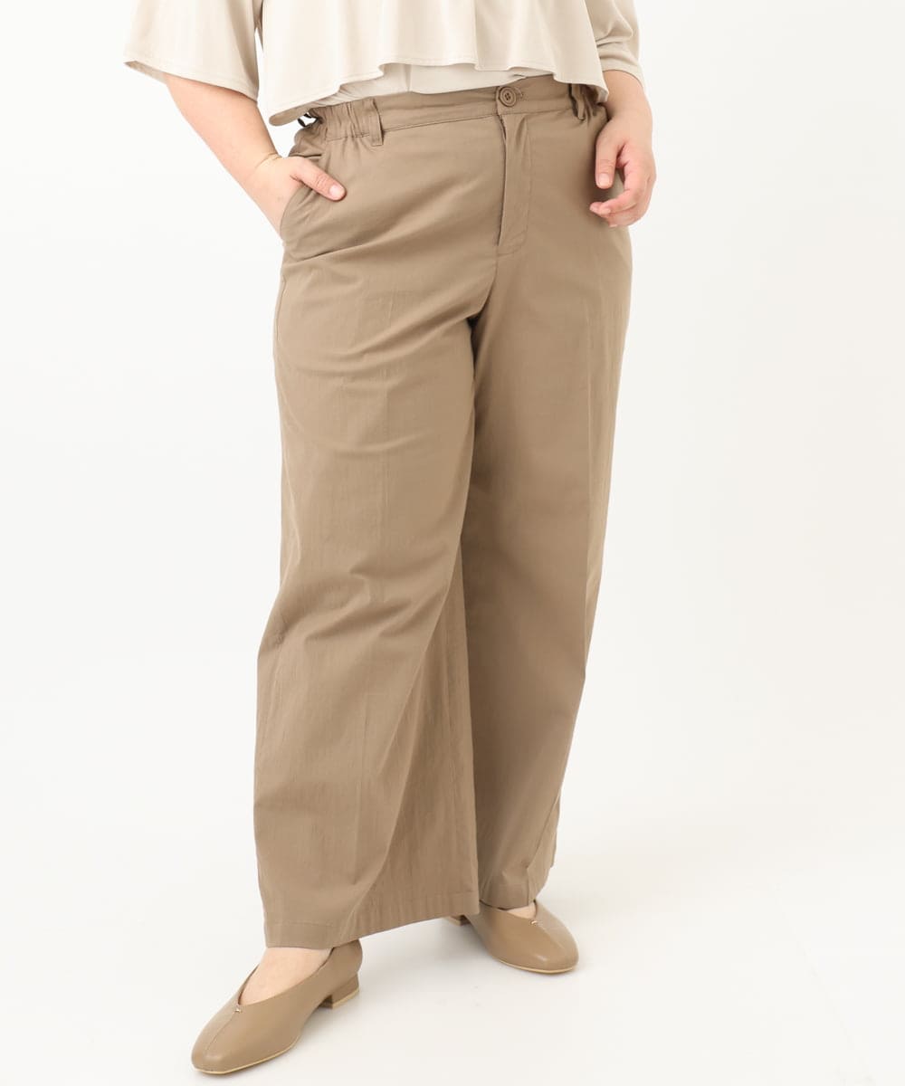 OLLFA28119 eur3(エウルキューブ) 【大きいサイズ】センタープレスワイドパンツ モカ(84)