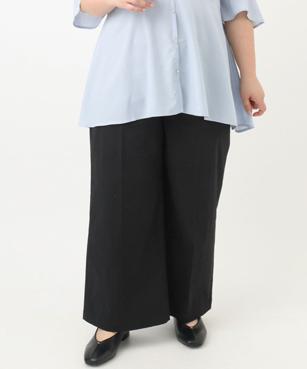 OLLFA28119 eur3(エウルキューブ) 【大きいサイズ】センタープレスワイドパンツ ブラック(94)