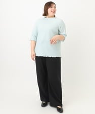 OLLFA28119 eur3(エウルキューブ) 【大きいサイズ】センタープレスワイドパンツ ブラック(94)