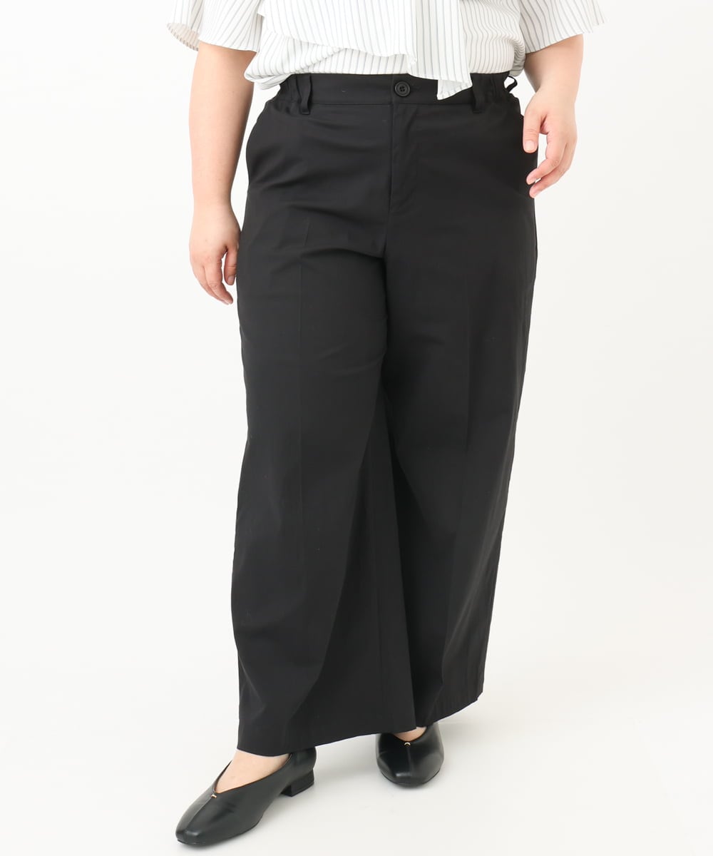 OLLFA28119 eur3(エウルキューブ) 【大きいサイズ】センタープレスワイドパンツ ブラック(94)