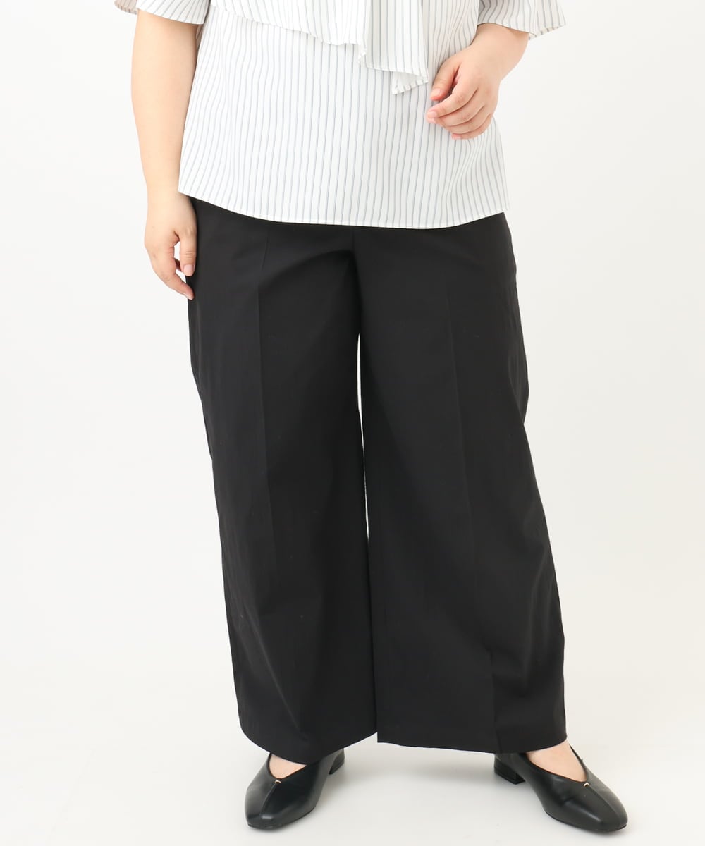 OLLFA28119 eur3(エウルキューブ) 【大きいサイズ】センタープレスワイドパンツ ブラック(94)