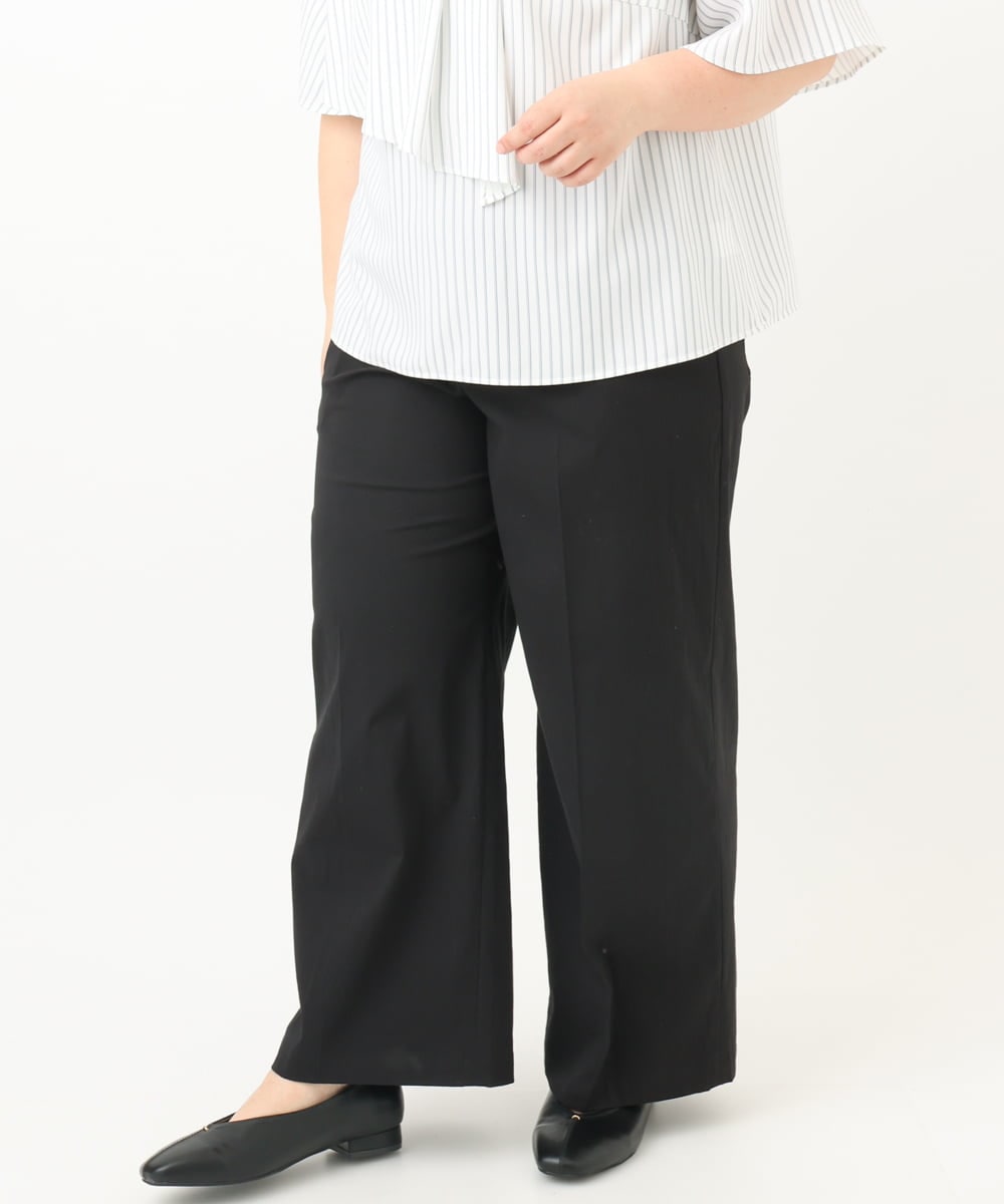 OLLFA28119 eur3(エウルキューブ) 【大きいサイズ】センタープレスワイドパンツ ブラック(94)