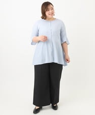 OLLFA28119 eur3(エウルキューブ) 【大きいサイズ】センタープレスワイドパンツ ブラック(94)