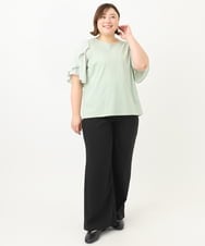 OLLFA28119 eur3(エウルキューブ) 【大きいサイズ】センタープレスワイドパンツ ブラック(94)