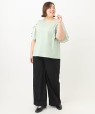 OLLFA28119 eur3(エウルキューブ) 【大きいサイズ】センタープレスワイドパンツ ブラック(94)