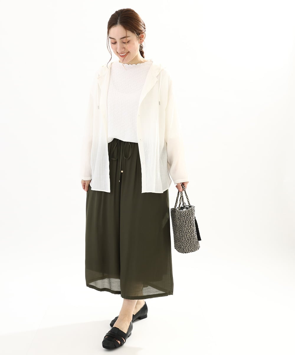 OLLFA29099 eur3(エウルキューブ) 【大きいサイズ】スラブワイドパンツ カーキ(36)