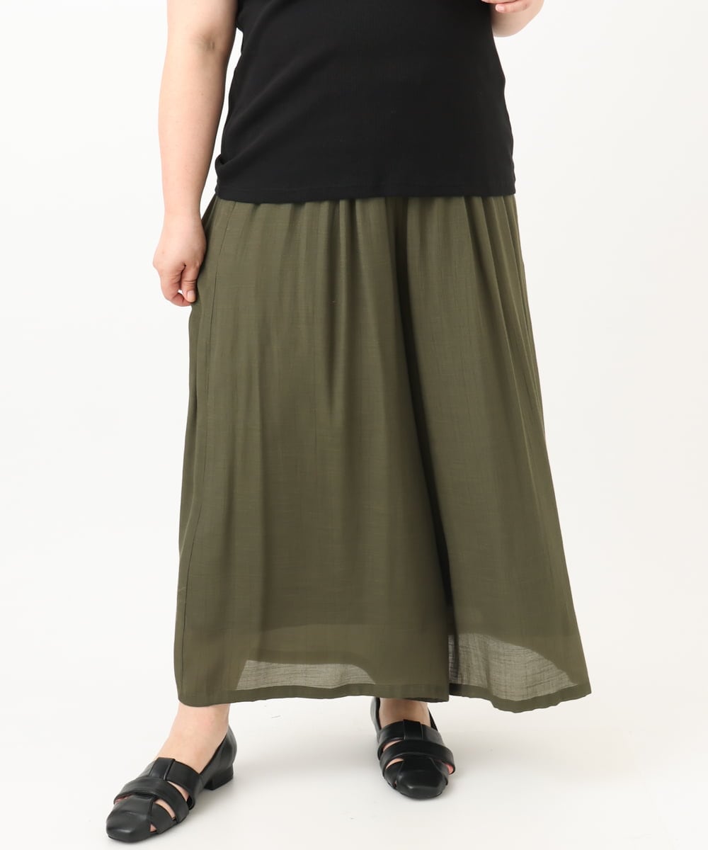 OLLFA29099 eur3(エウルキューブ) 【大きいサイズ】スラブワイドパンツ カーキ(36)