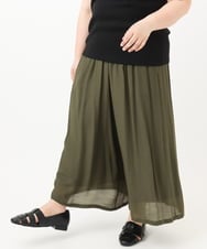 OLLFA29099 eur3(エウルキューブ) 【大きいサイズ】スラブワイドパンツ カーキ(36)