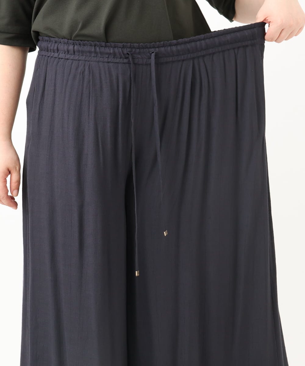 OLLFA29099 eur3(エウルキューブ) 【大きいサイズ】スラブワイドパンツ ネイビー(57)