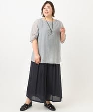 OLLFA29099 eur3(エウルキューブ) 【大きいサイズ】スラブワイドパンツ ネイビー(57)