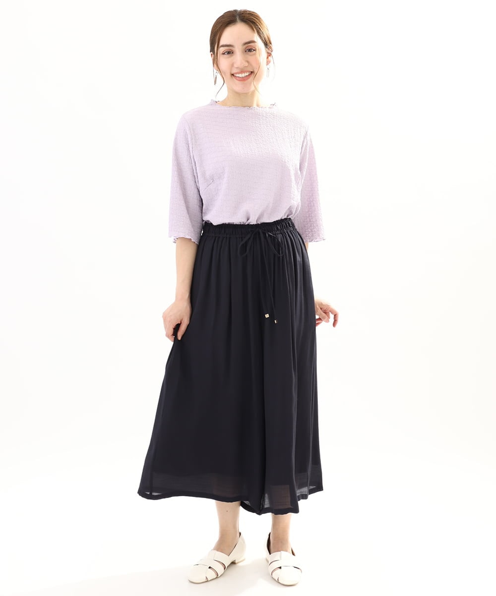 OLLFA29099 eur3(エウルキューブ) 【大きいサイズ】スラブワイドパンツ ネイビー(57)