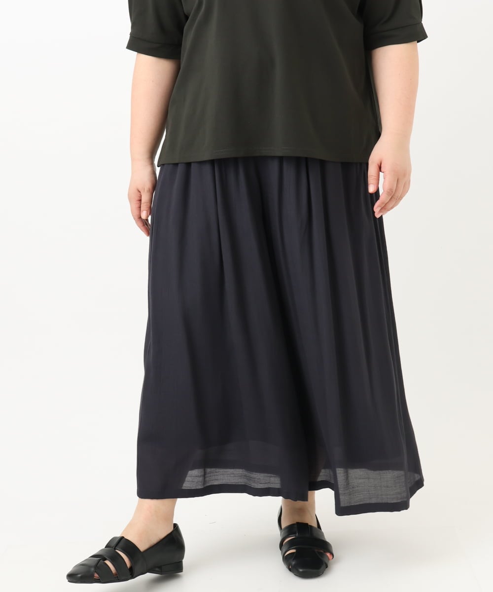 OLLFA29099 eur3(エウルキューブ) 【大きいサイズ】スラブワイドパンツ ネイビー(57)