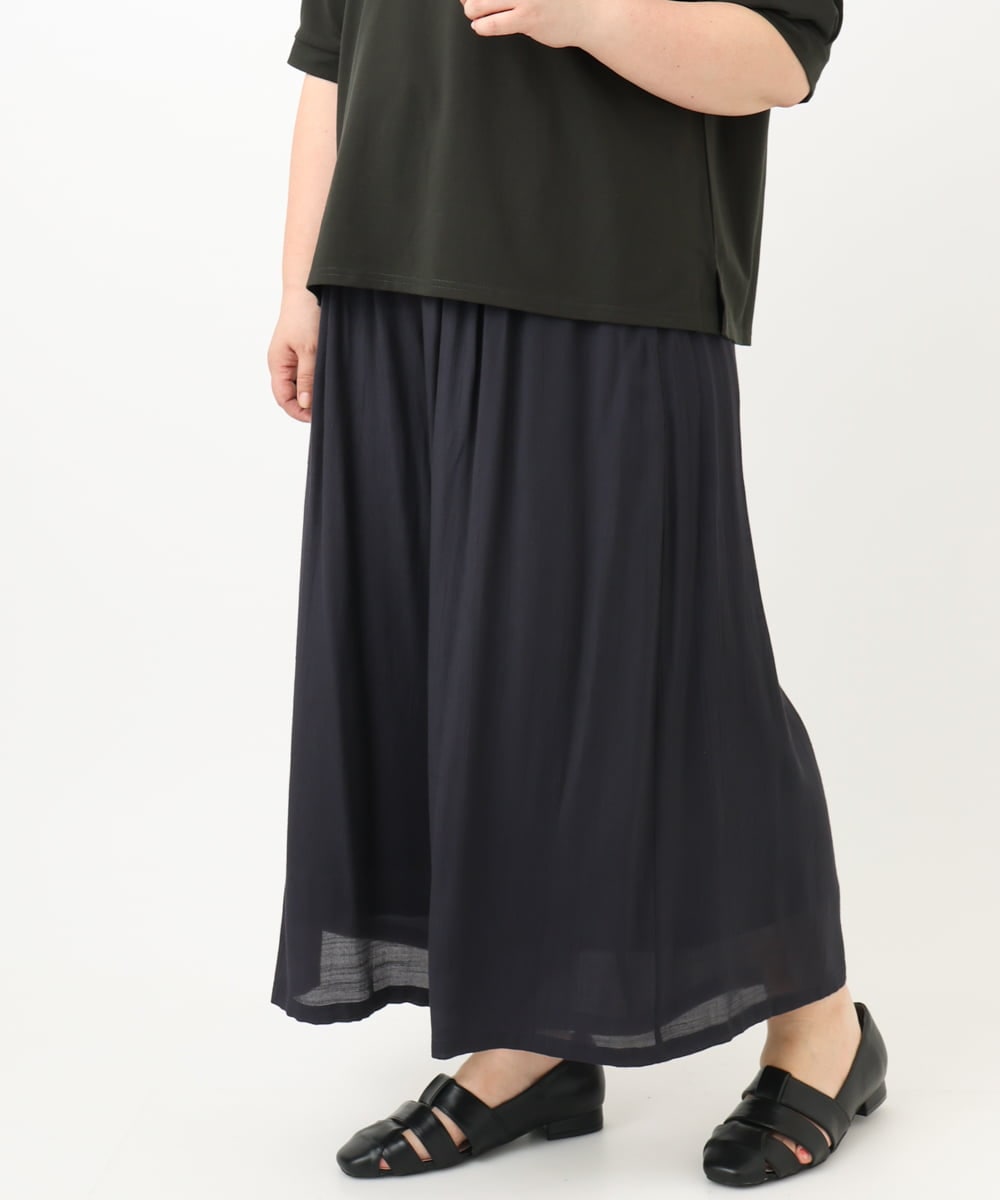 OLLFA29099 eur3(エウルキューブ) 【大きいサイズ】スラブワイドパンツ ネイビー(57)