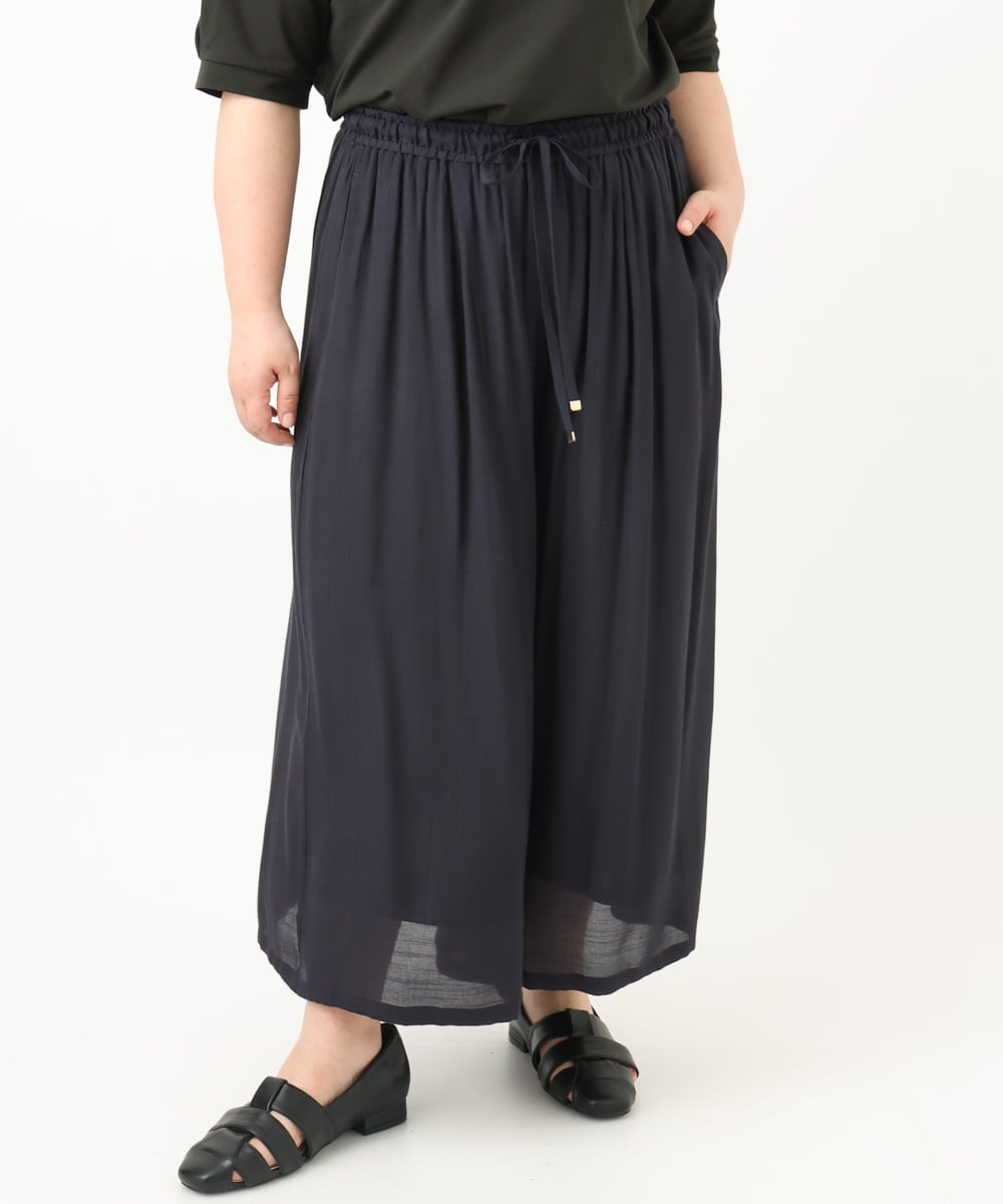OLLFA29099 eur3(エウルキューブ) 【大きいサイズ】スラブワイドパンツ ネイビー(57)