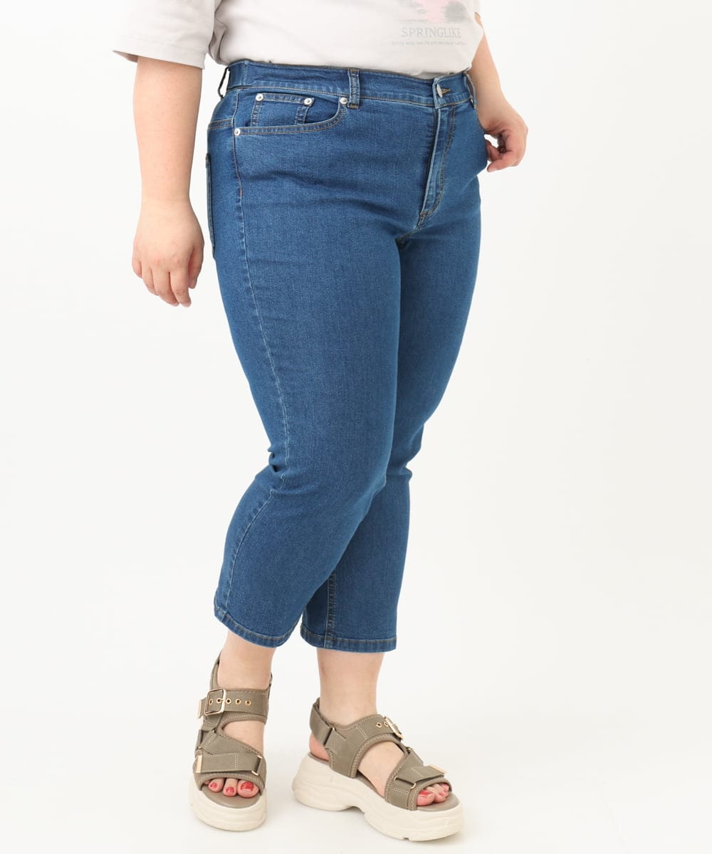 OLLFA33089 eur3(エウルキューブ) 【大きいサイズ/接触冷感】ストレッチデニムパンツ ブルー(55)