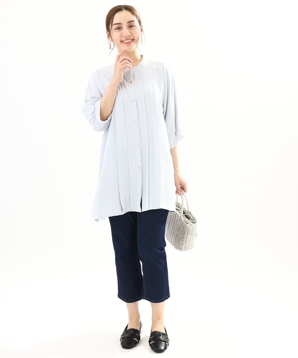 OLLFA33089 eur3(エウルキューブ) 【大きいサイズ/接触冷感】ストレッチデニムパンツ ネイビー(57)