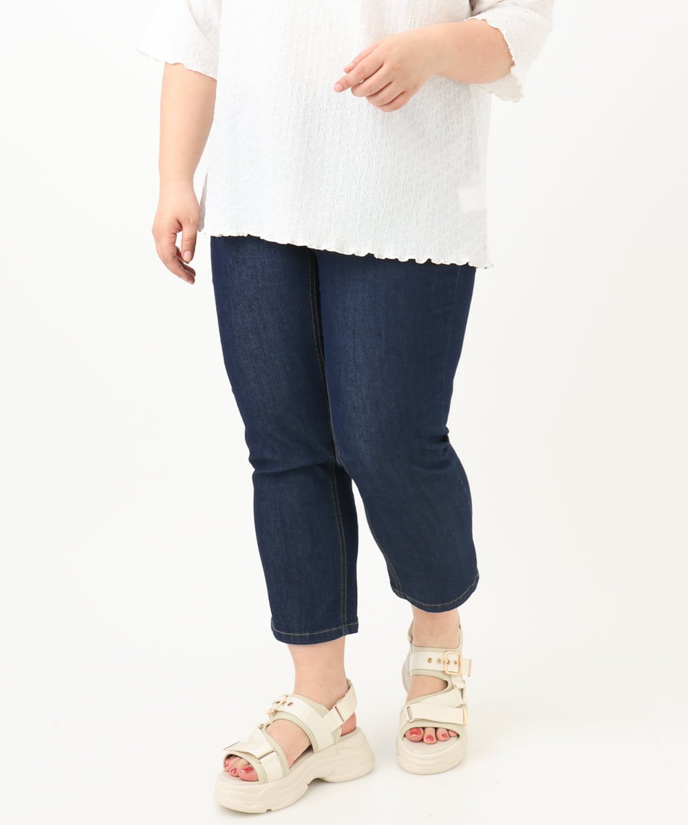 OLLFA33089 eur3(エウルキューブ) 【大きいサイズ/接触冷感】ストレッチデニムパンツ ネイビー(57)