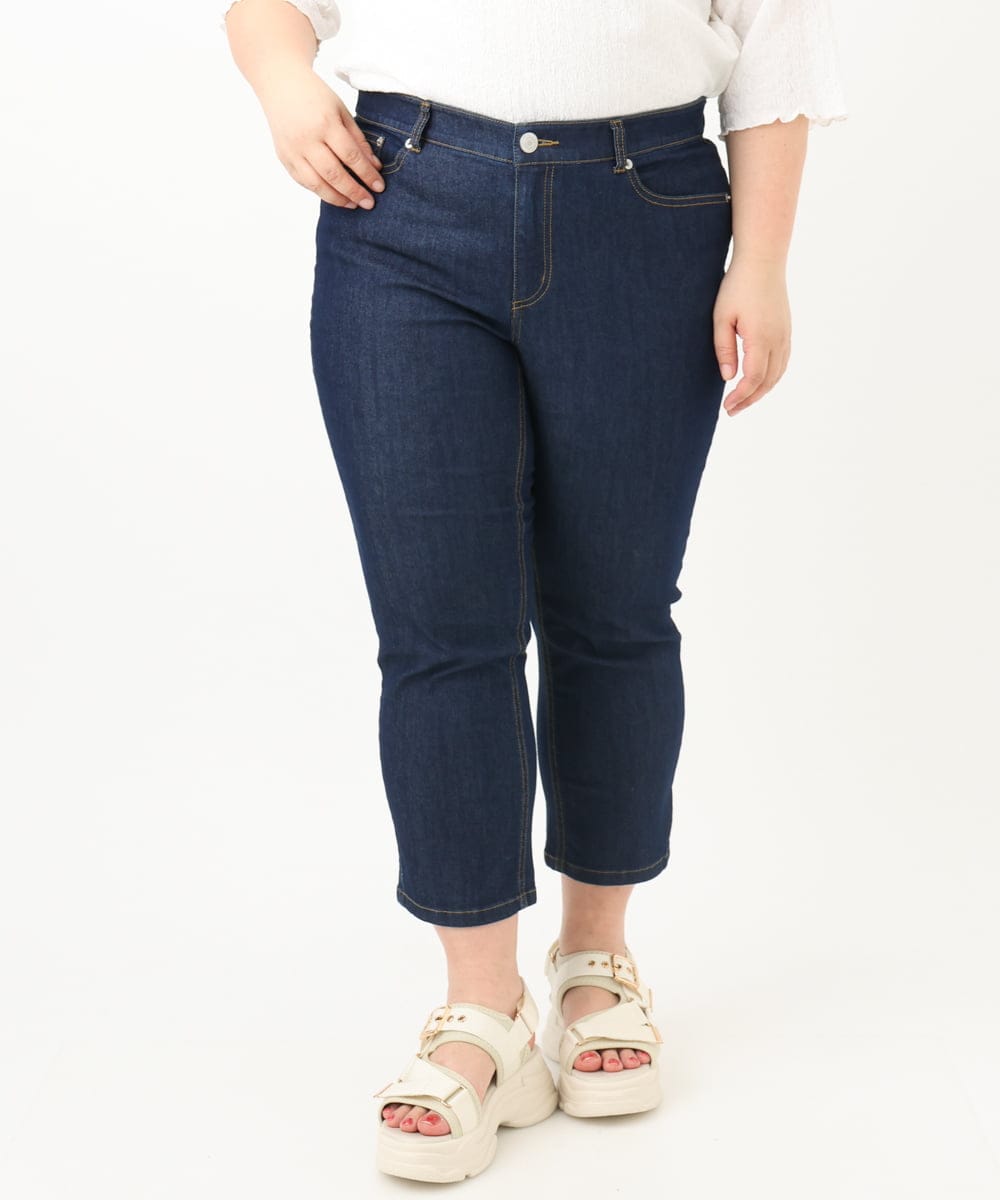 OLLFA33089 eur3(エウルキューブ) 【大きいサイズ/接触冷感】ストレッチデニムパンツ ネイビー(57)